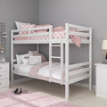 White Twin Over Twin Wood Bunk Bed G7359