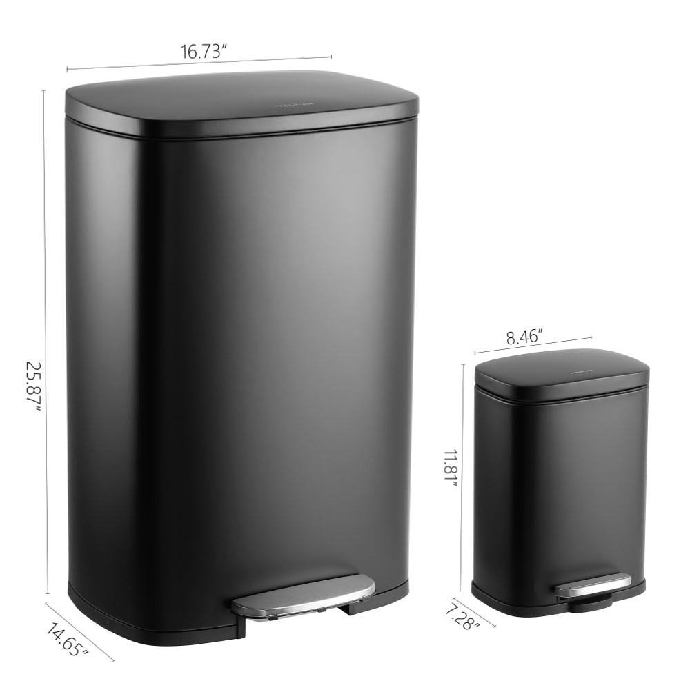 Rectangular 13-Gallon Stainless Steel Trash Can with Soft-Close Lid Z6786