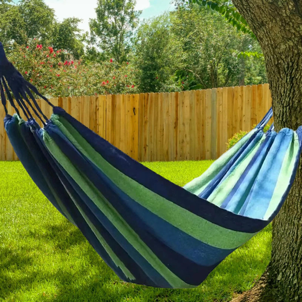 Blue Canvas Camping Hammock 190x150cm Y986974