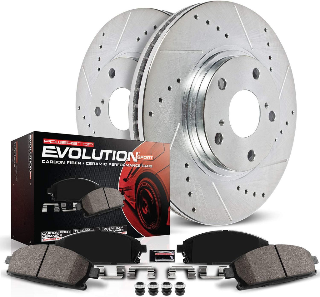 Z23 Carbon Fiber Brake Pads with Drilled & Slotted Brake Rotors Kit W878