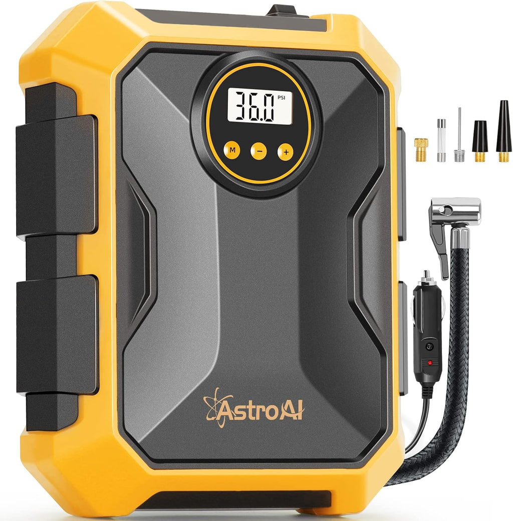 Yellow 12V DC Portable Air Compressor Tire Inflator 100PSI with LED Light, Pack of 2 G986449