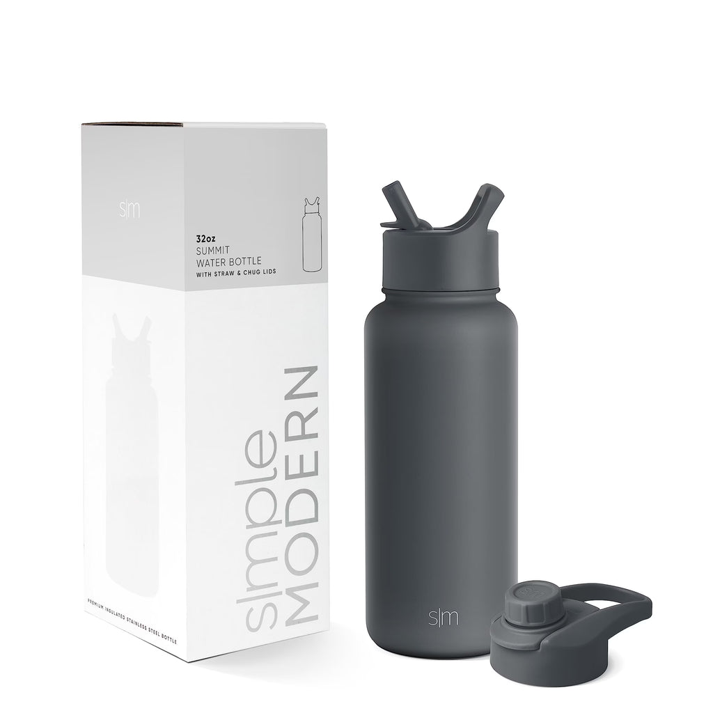 32oz Vacuum Insulated Stainless Steel Water Bottle with Straw and Chug Lid W9653