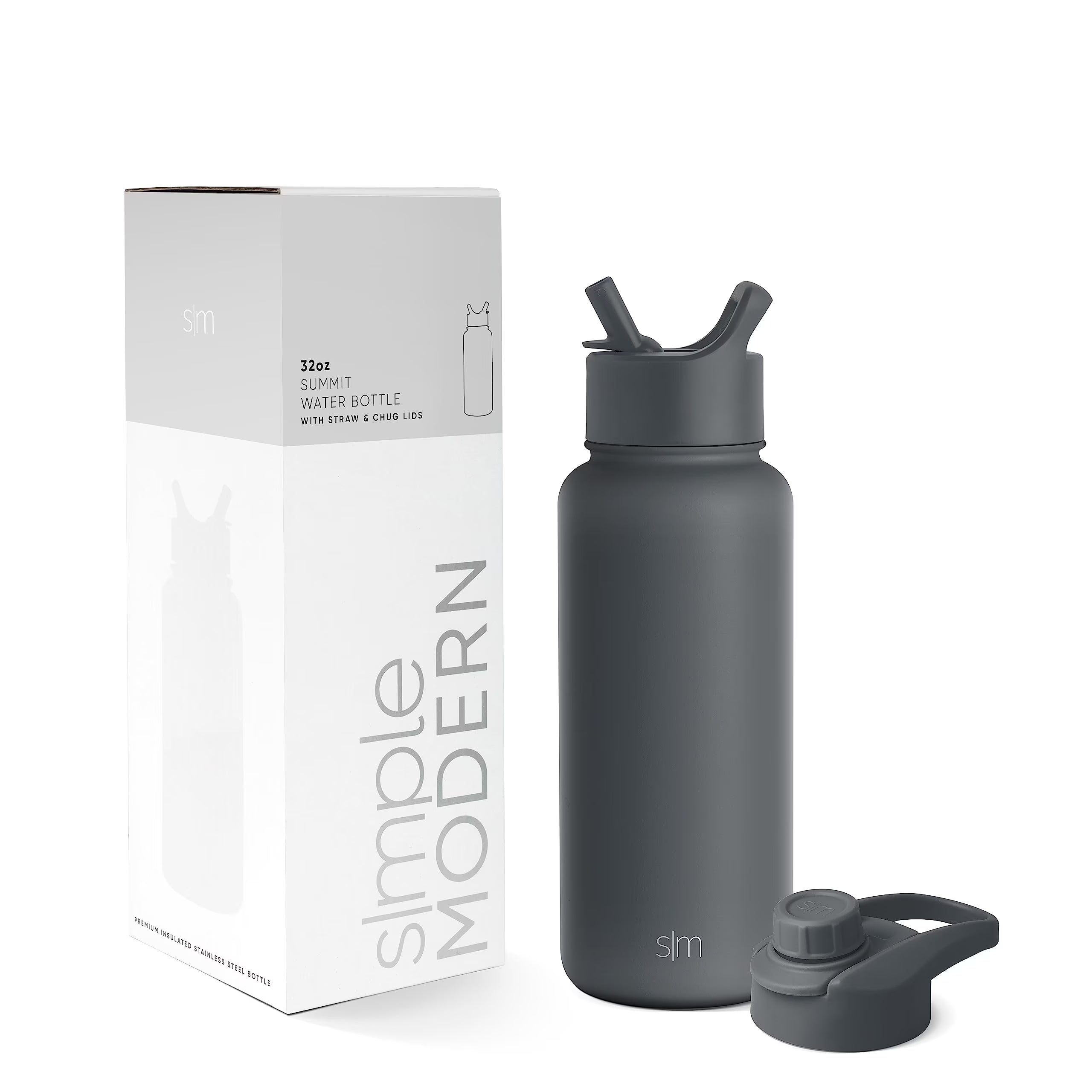 32oz Vacuum Insulated Stainless Steel Water Bottle with Straw and Chug Lid W9653
