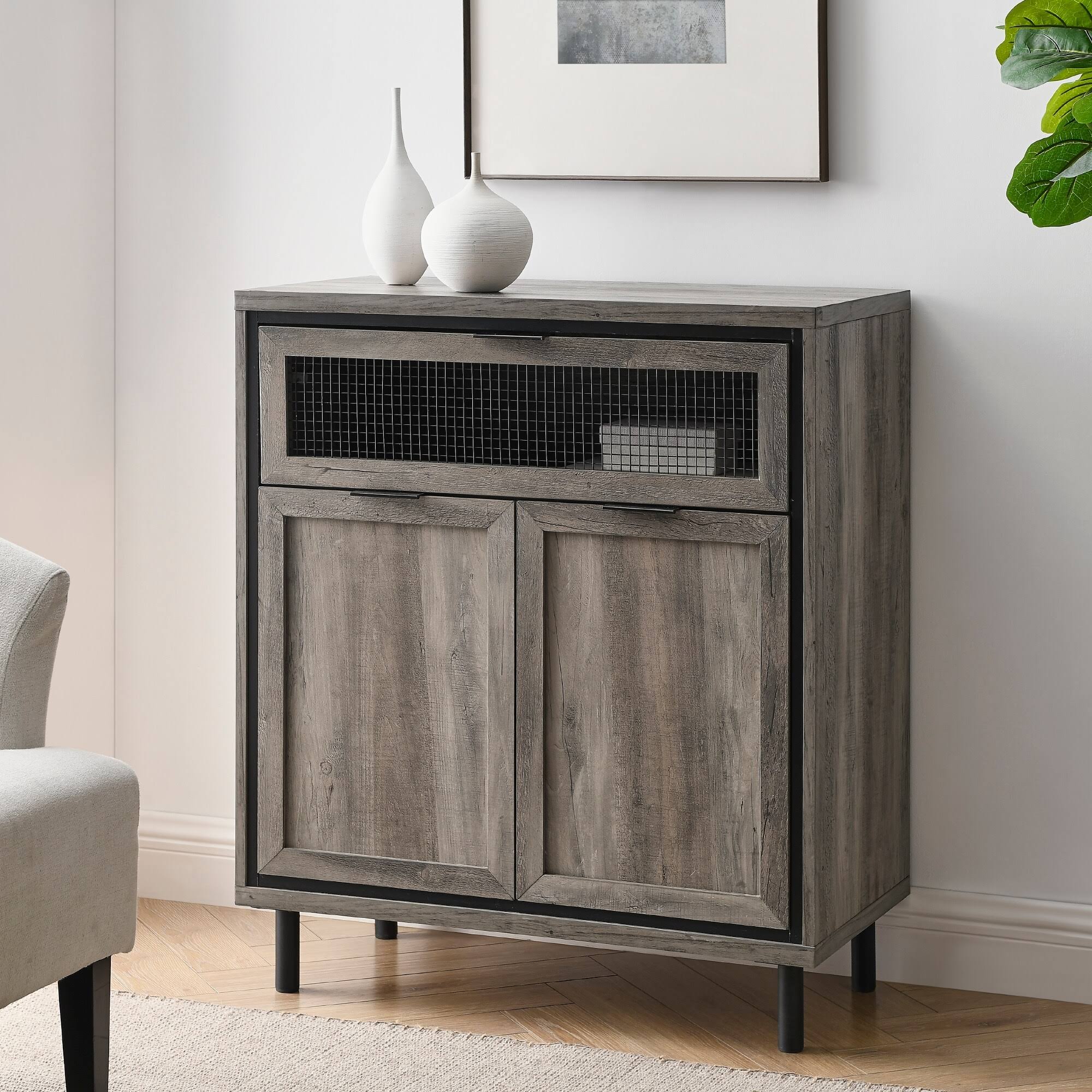 Grey Wash 2-Door Accent Cabinet X502