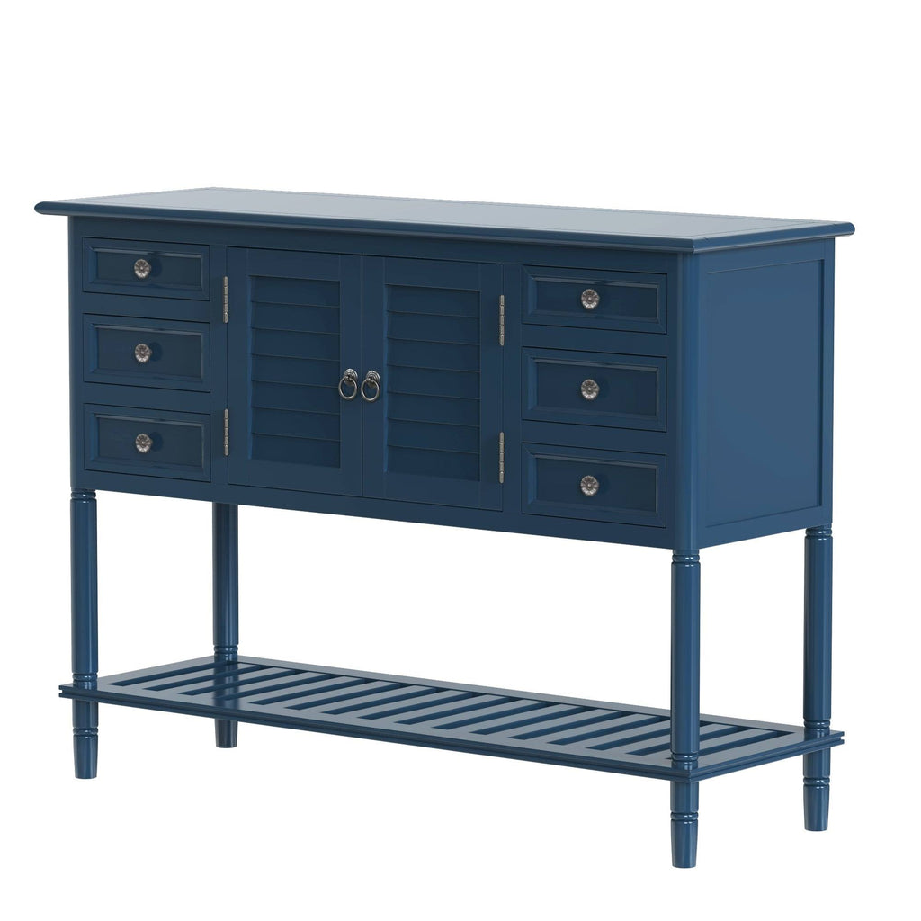 Green 6 Drawer Console Table with Cabinet D2084