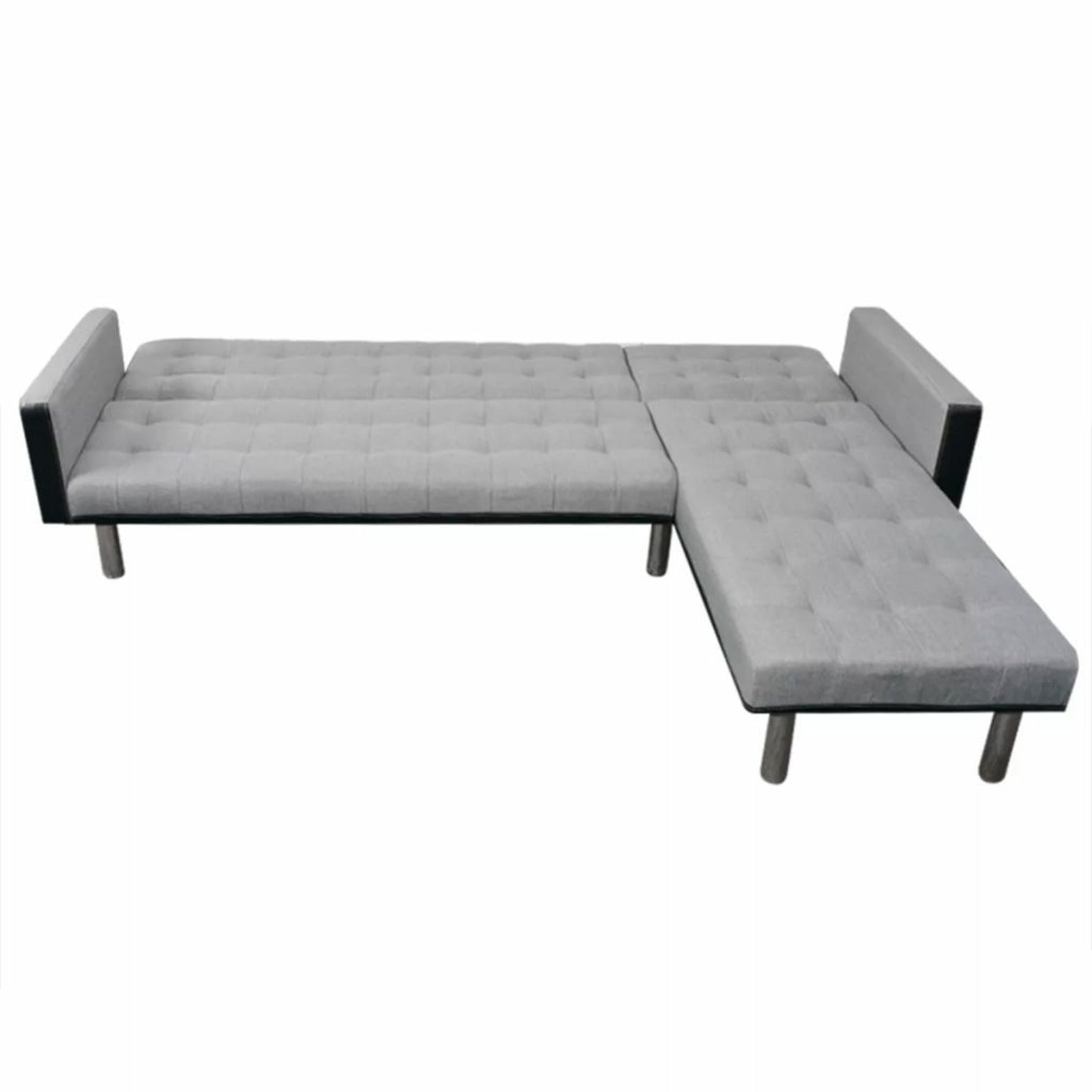 L-shaped Sofa Bed Fabric Black and Gray O73806