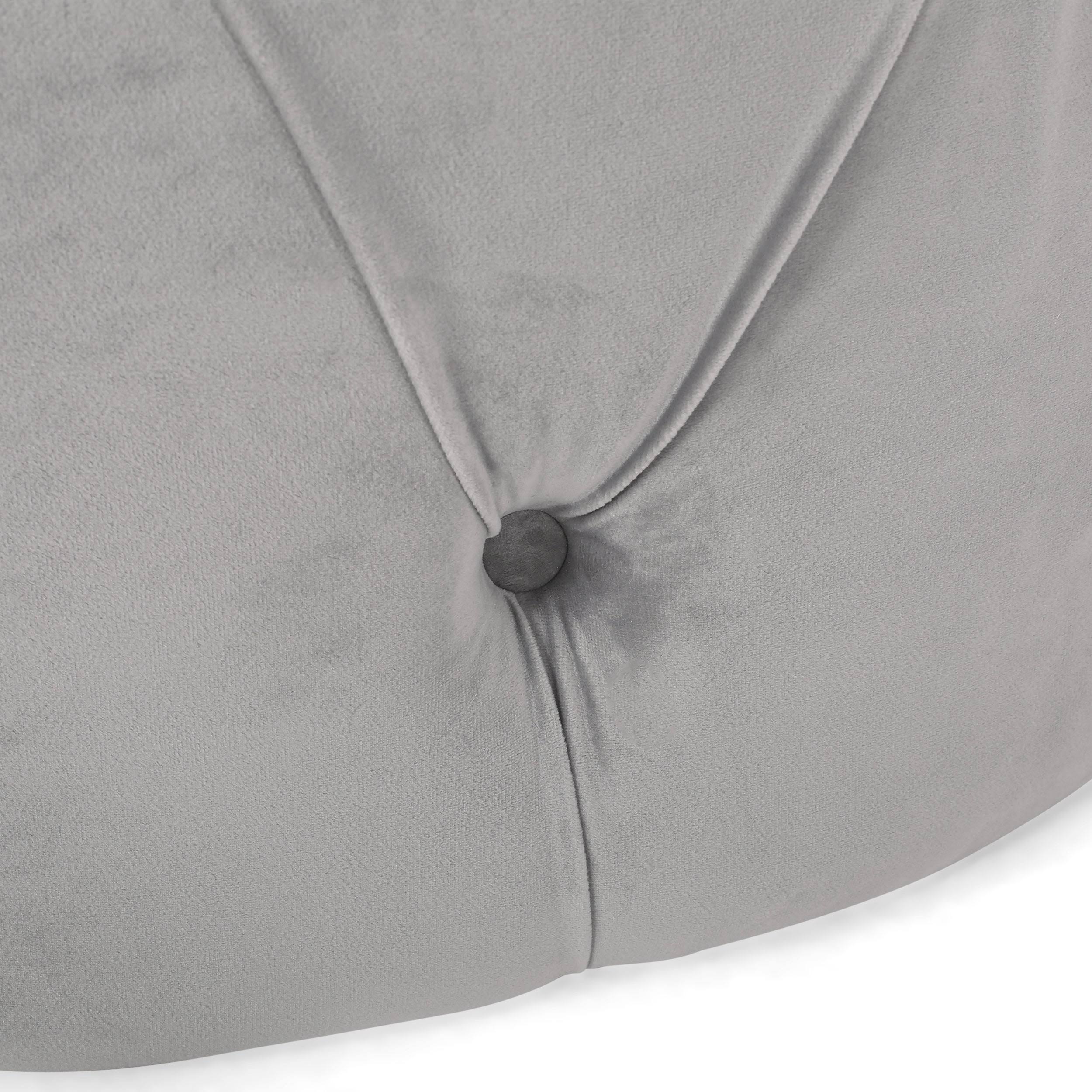 Gray Round Tufted Velvet Ottoman U721957