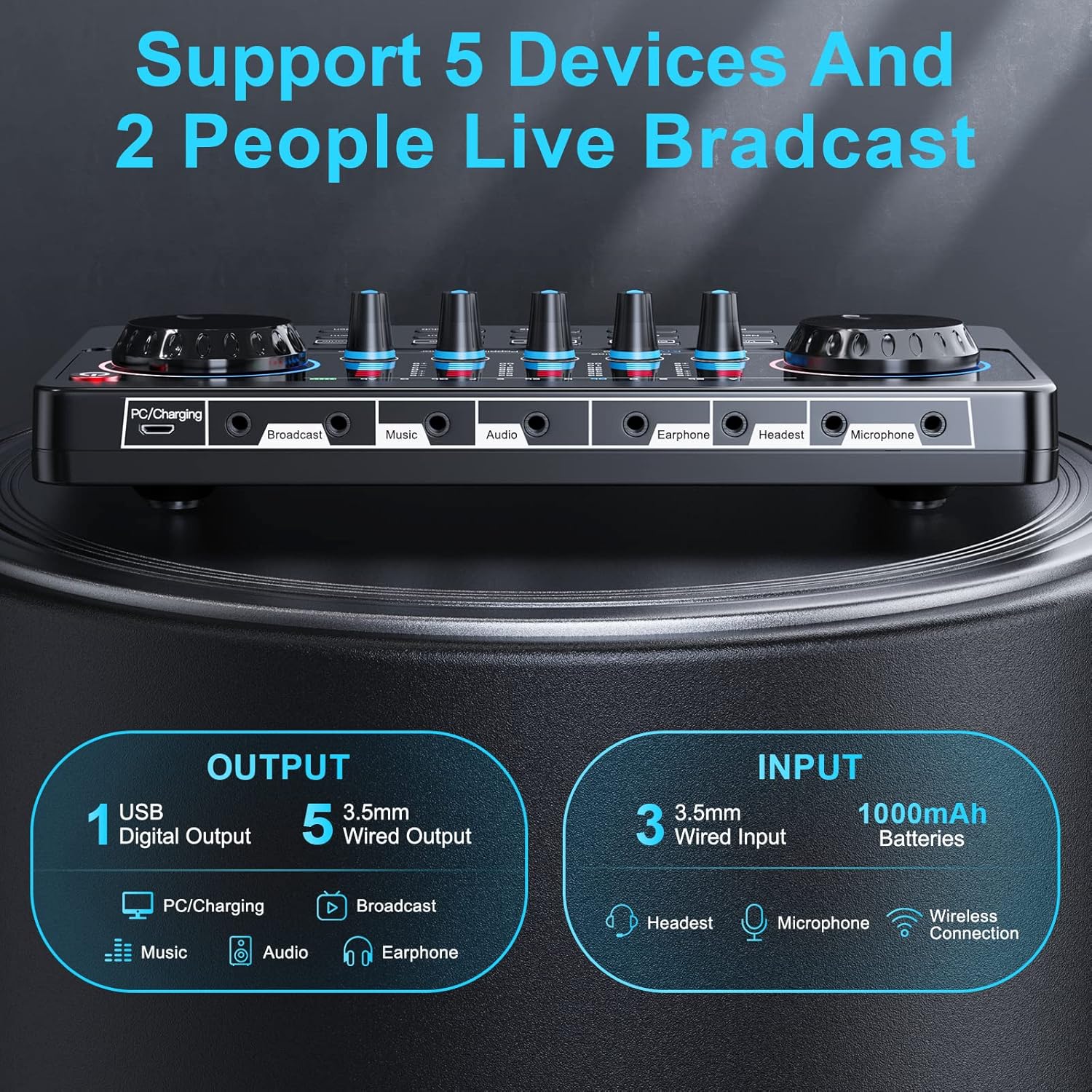 Podcast Equipment Bundle Audio Interface with DJ Mixer Sound Card K48525