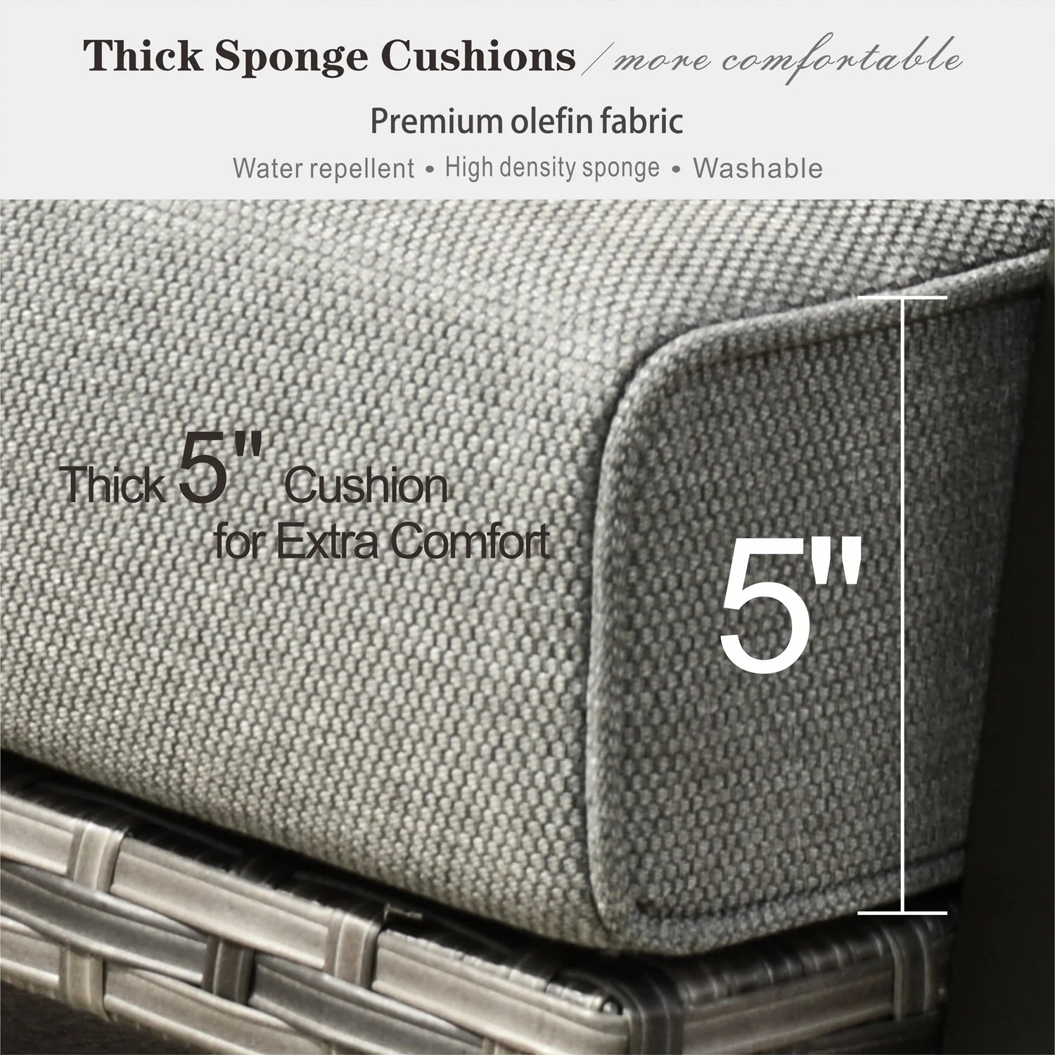 4 Piece Outdoor Wicker Sectional Sofa with 5" Cushions Q258023