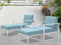 5 Pcs Patio Furniture Set Aluminum Frame Outdoor Sectional Sofa with Ottomans and Coffee, White P538