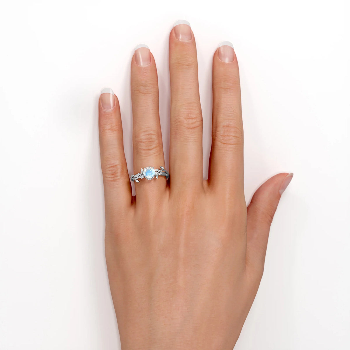 0.50 Carat Round Cut Rainbow Moonstone Engagement Ring U258
