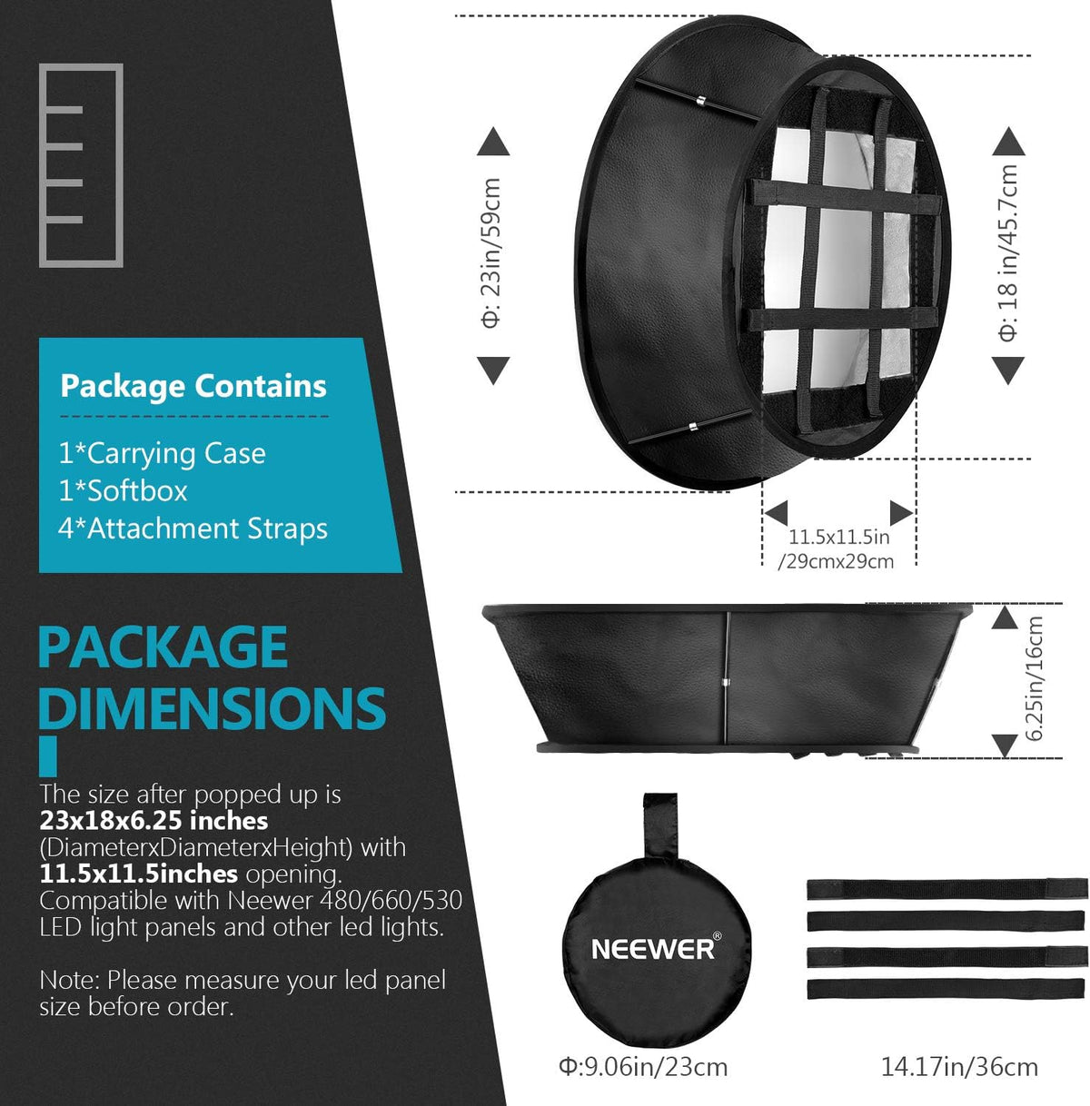 Collapsible Softbox Diffuser with Carry Bag for Photo Studio Portrait Video Shooting H560