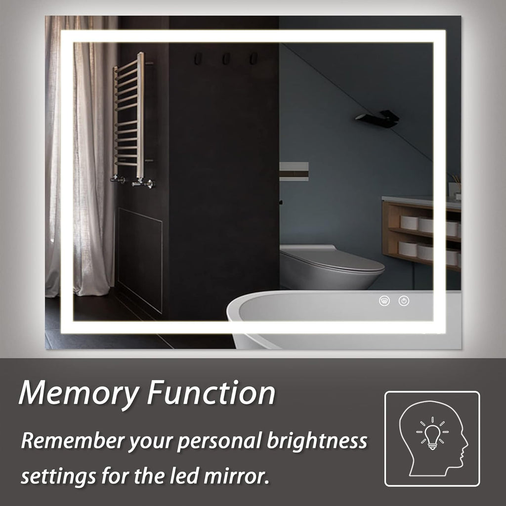 LED Bathroom Vanity Mirror 40 x 32 Inch, Dimmable, Anti-Fog, Wall Mounted D11816