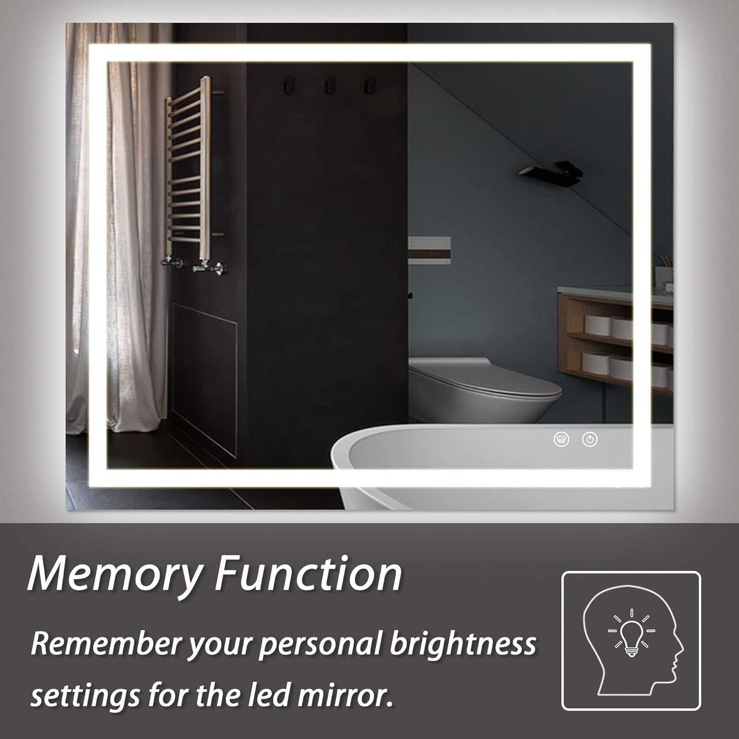 LED Bathroom Vanity Mirror 40 x 32 Inch, Dimmable, Anti-Fog, Wall Mounted D11816
