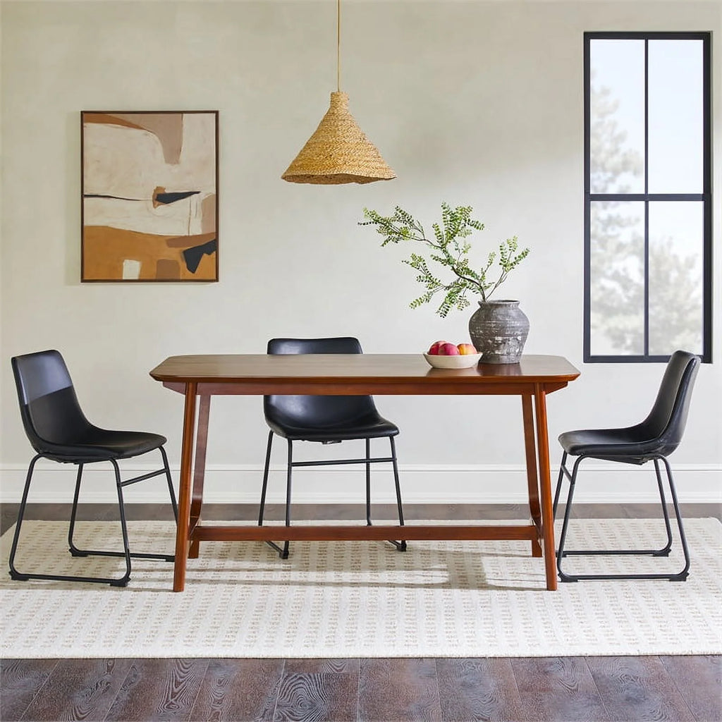 Mid-Century Wood Dining Table with Trestle Base in Walnut W473792