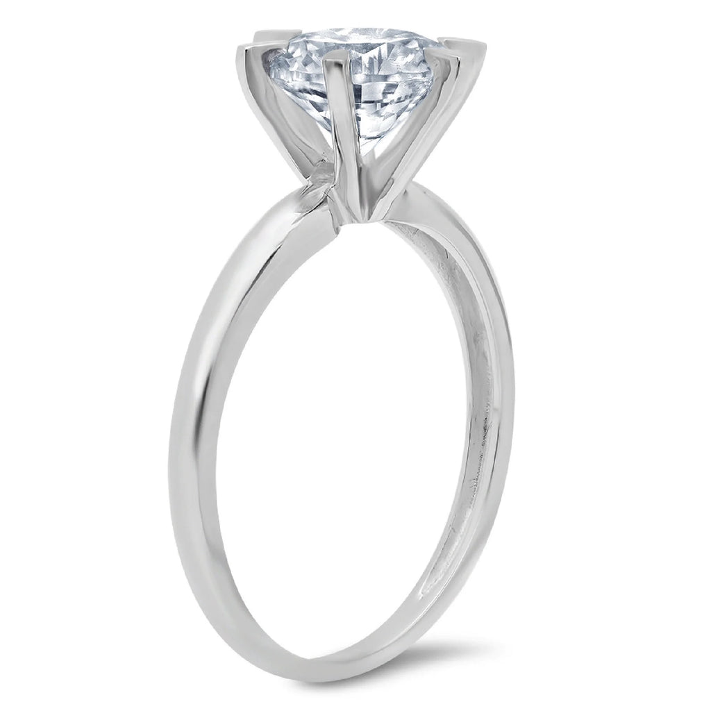 18K White Gold Solitaire Ring SZ 6.75 H60951