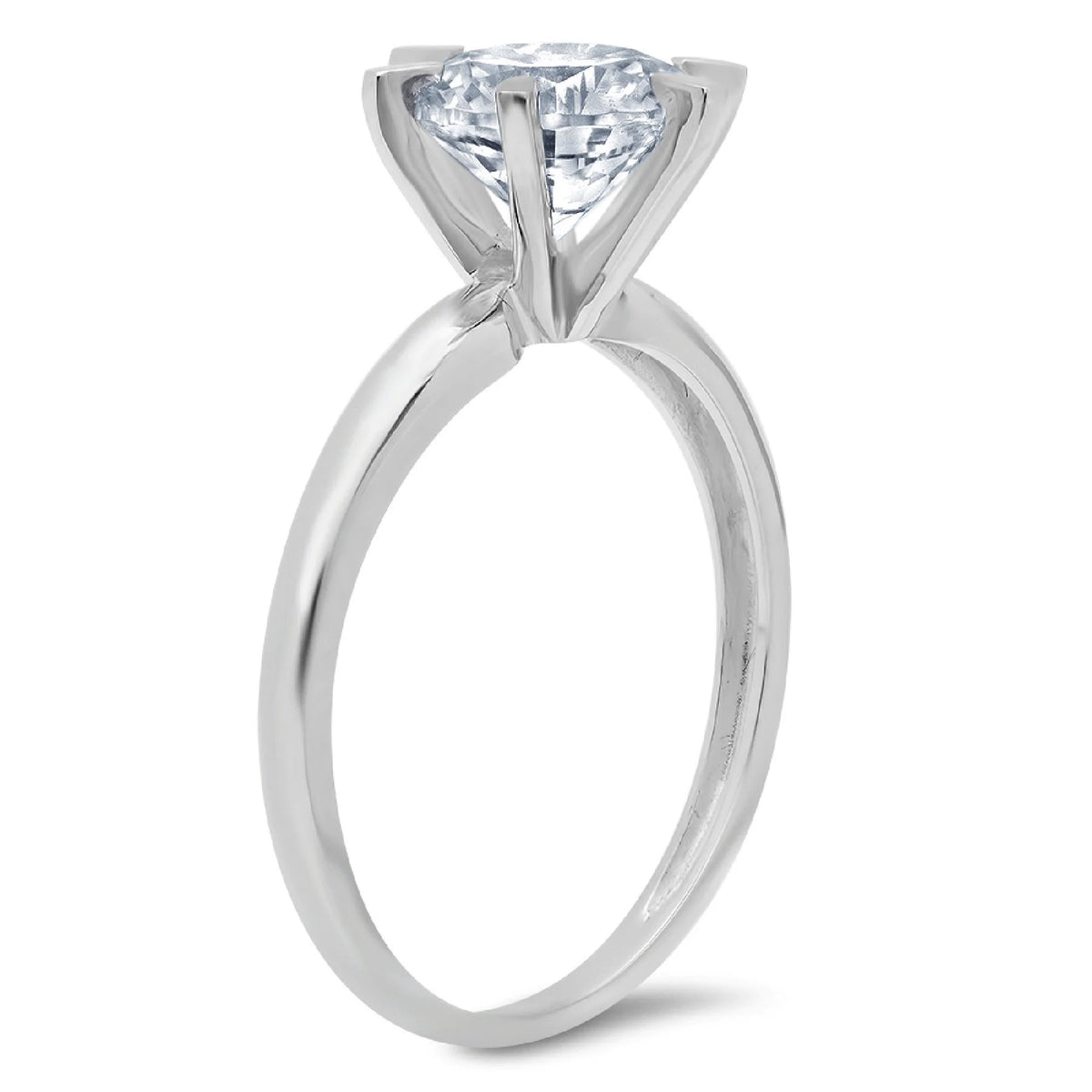 18K White Gold Solitaire Ring SZ 6.75 H60951
