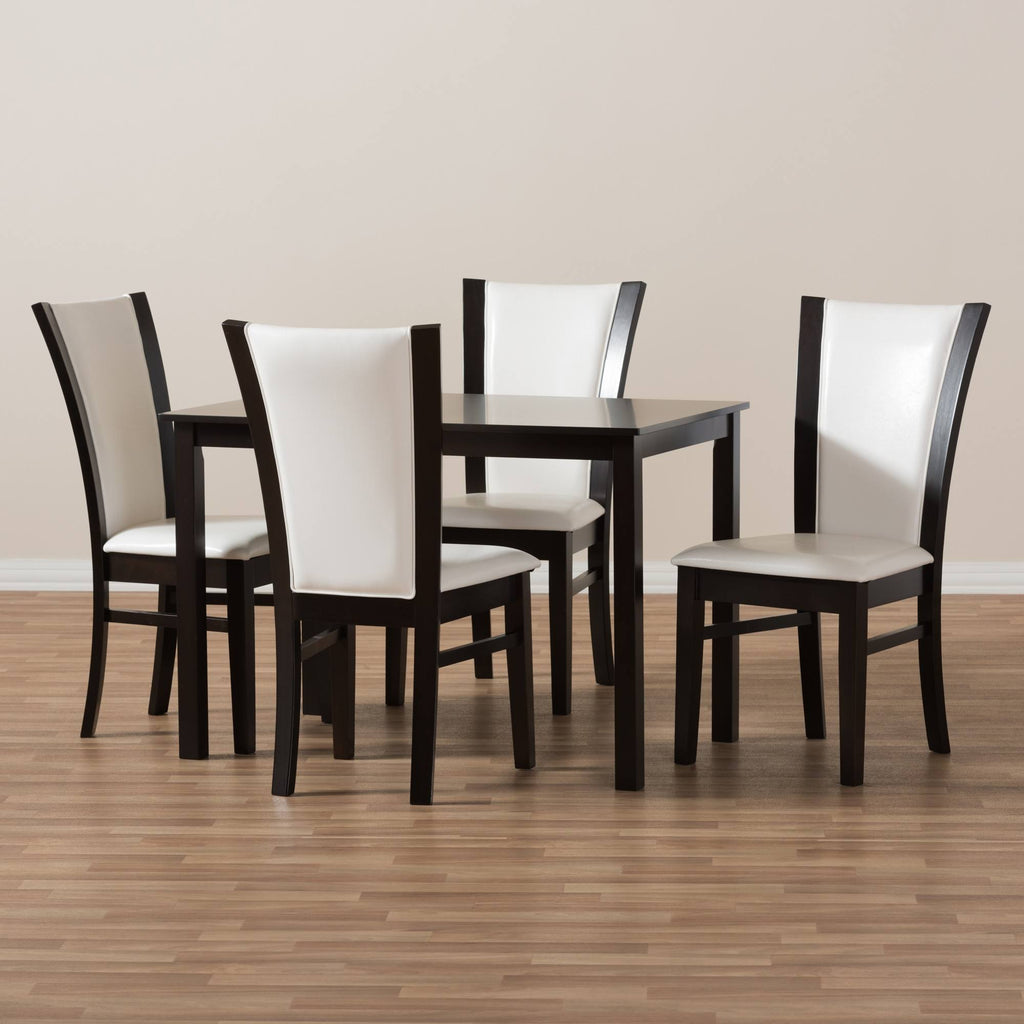 5-Piece White Faux Leather Dining Set P430