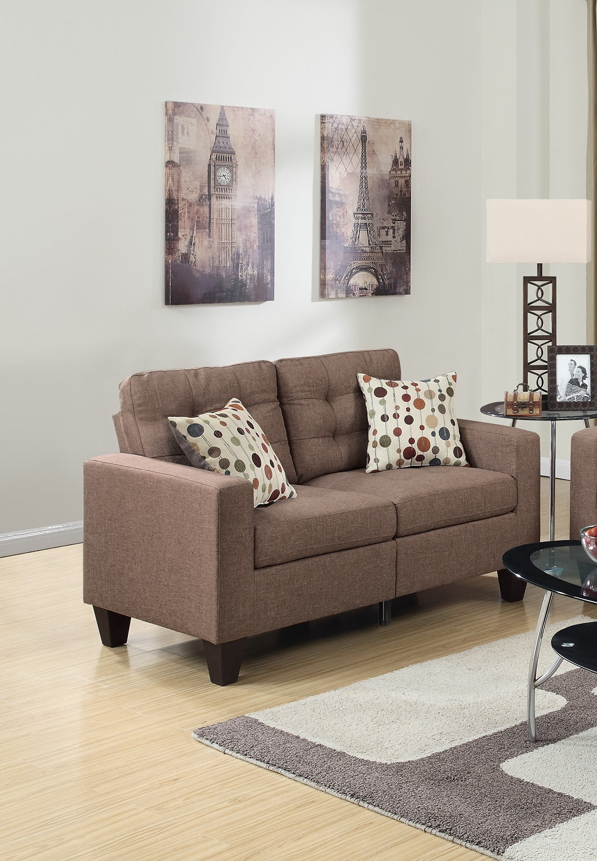 2pc Polyfiber Tufted Sofa Loveseat Couch V3018