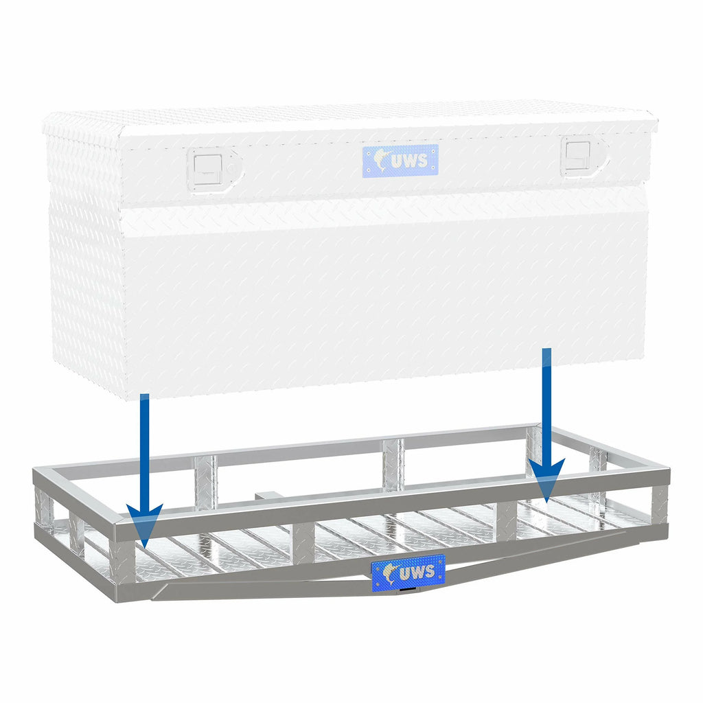Polished Diamond Plate Aluminum Hitch Mount Carrier 51in x 23in 500lb Capacity I61592