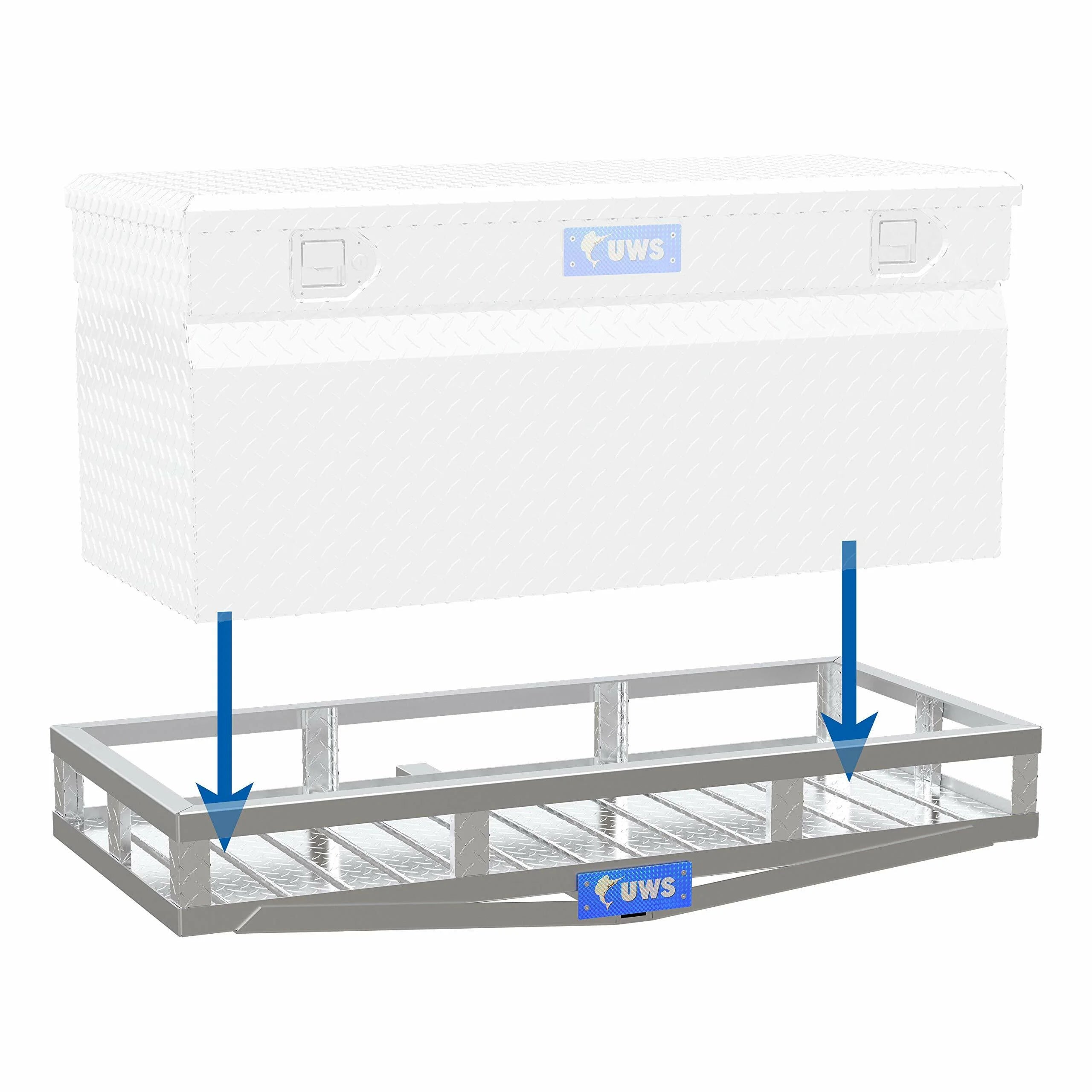 Polished Diamond Plate Aluminum Hitch Mount Carrier 51in x 23in 500lb Capacity I61592