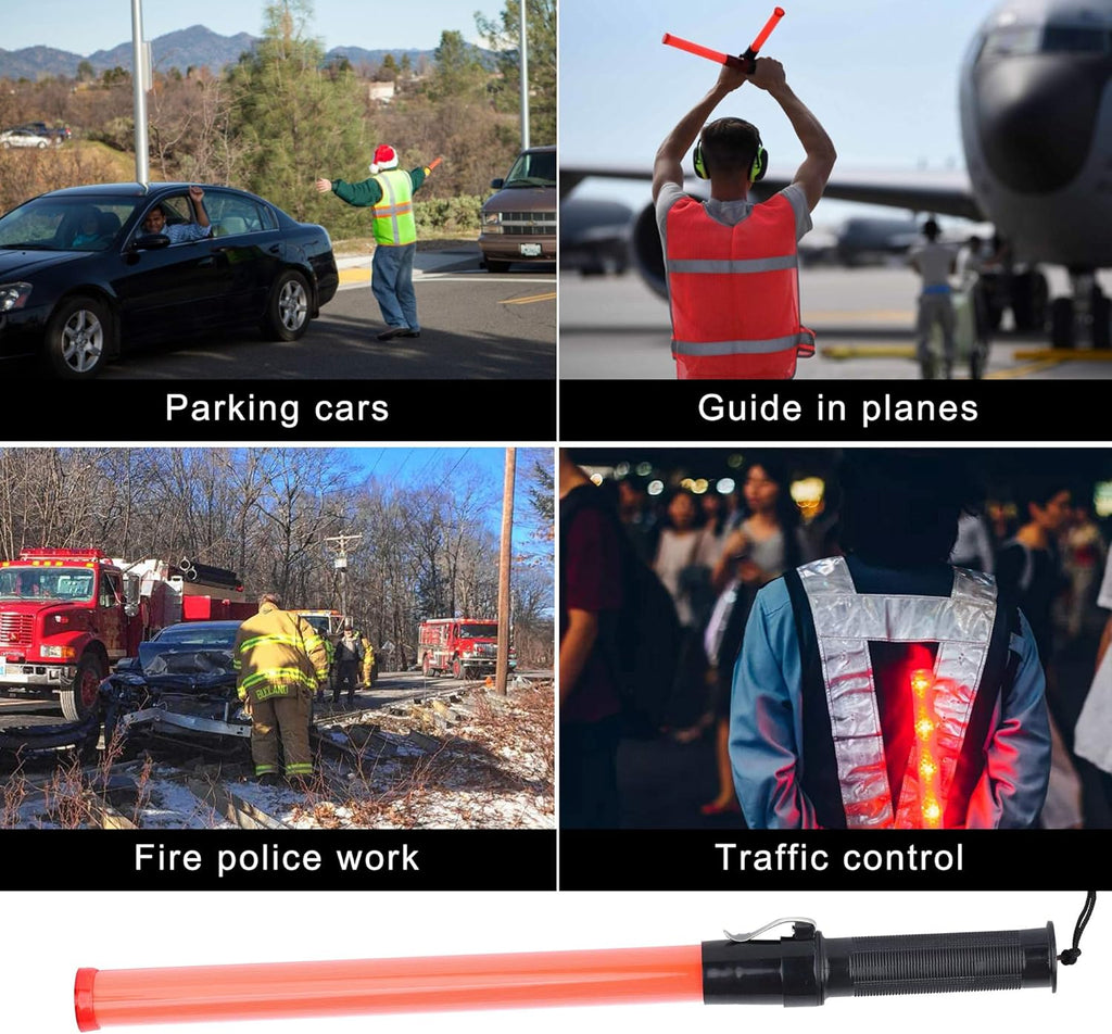 8 Pack 21-inch Safety Traffic Control Wand with 2 Flashing Modes J75506