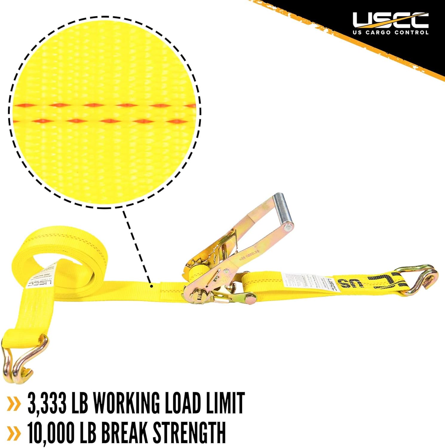2 Inch x 12 Foot Yellow Ratchet Straps with Double J Hooks - 4 Pack Q494