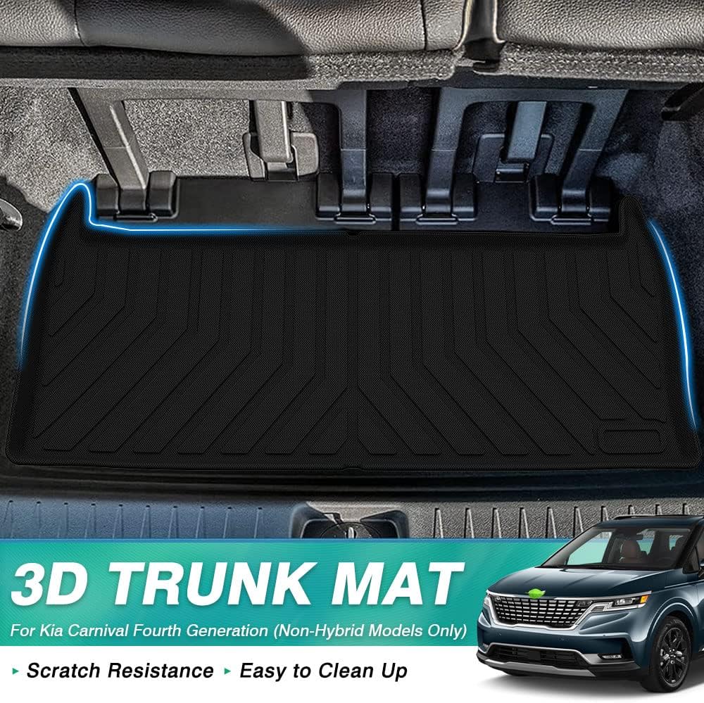 Cargo Liner for 2022 Kia Carnival Behind The 3rd Row Trunk Liner All Weather Rear Cargo Trunk Floor Mat Pack of 2 Q733