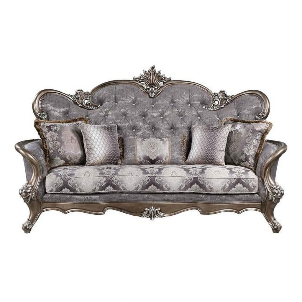 90 in. Fabric Cotton Blend Sofa with Five Toss Pillows Z7933