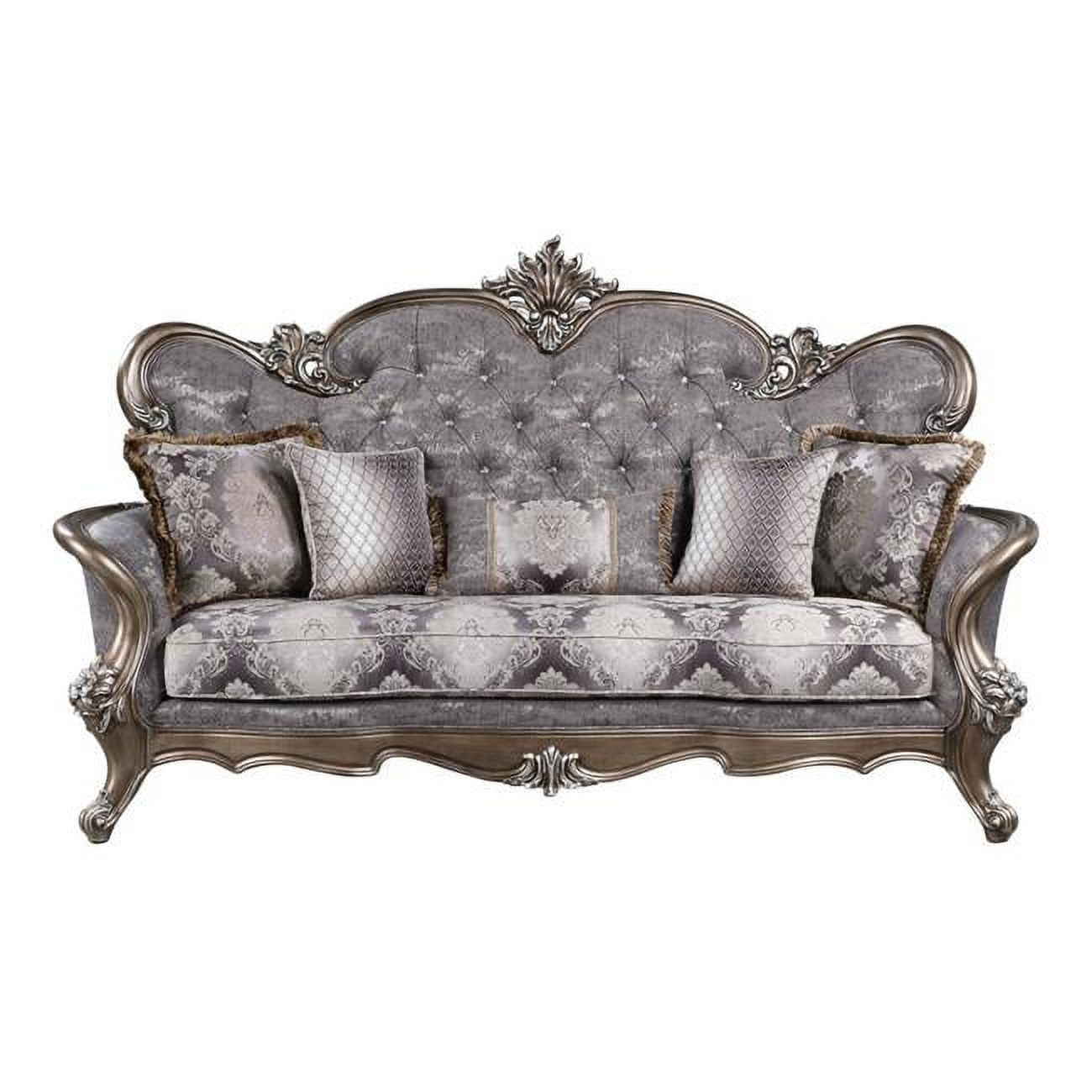 90 in. Fabric Cotton Blend Sofa with Five Toss Pillows Z7933