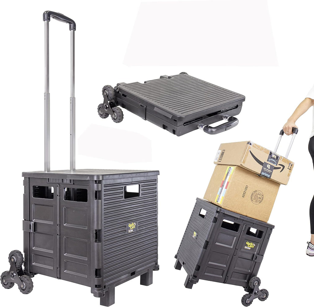 Black Heavy Duty Collapsible Utility Cart with Seat F100423