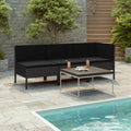 3 Piece Poly Rattan Outdoor Sectional Sofa Set with Cushions Steel Frame M40522