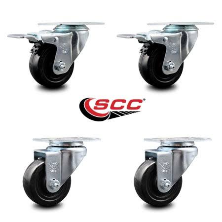 Hard Rubber Caster Set of 4 with 3x22 Wheels, 2 with Brakes and 2 Swivel M336457