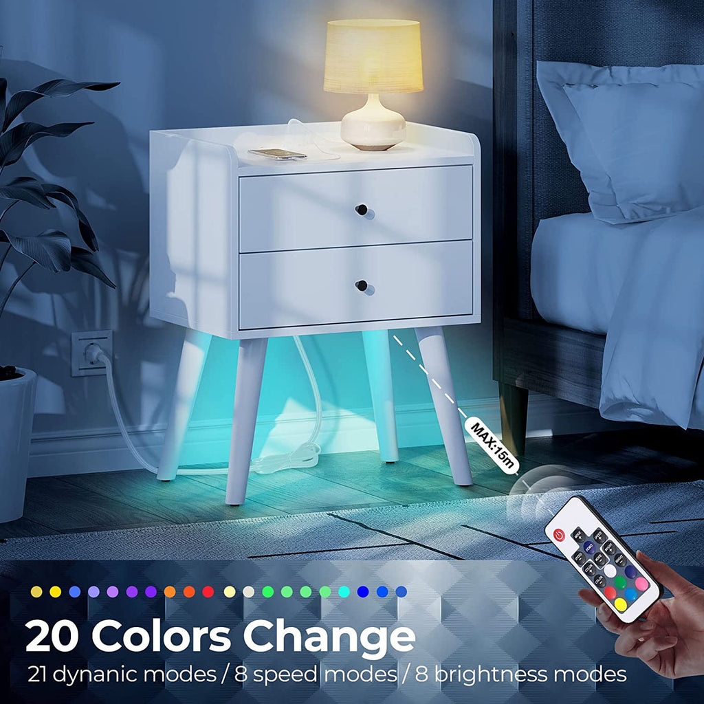 White Nightstand with 2 Sliding Drawers P207700