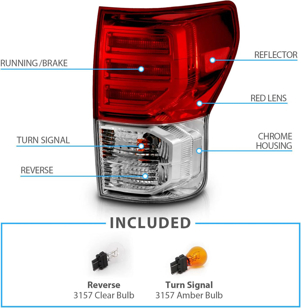 Clear Red LED Brake Tail Lights Bulb Included Set V67070