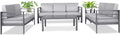 Metal Sectional Sofa with Cushions and Coffee Table（ 4 Pieces） T84819