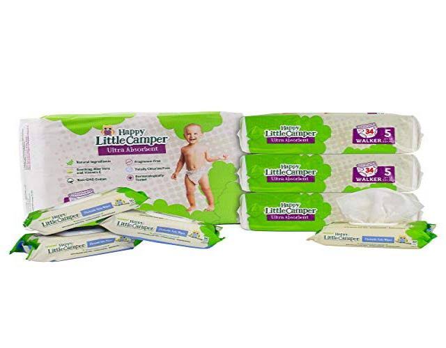 Natural Diapers, Flushable Wipes, Monthly Pack, Size 5, 136 Count X19309