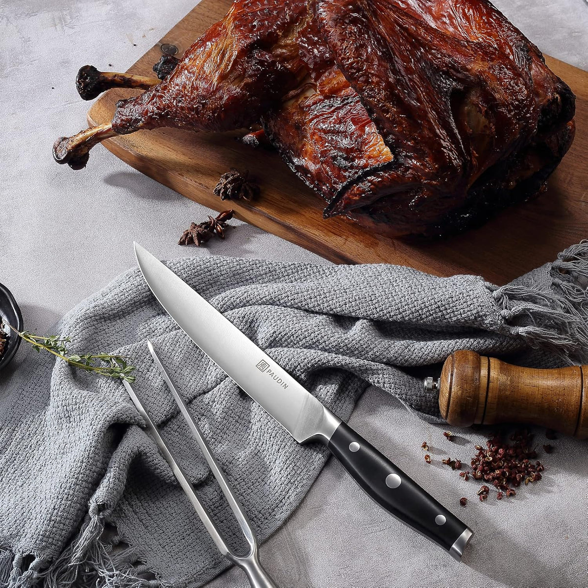 Carving Knife and Fork Set, German High Carbon Stainless Steel, Full Tang K596656