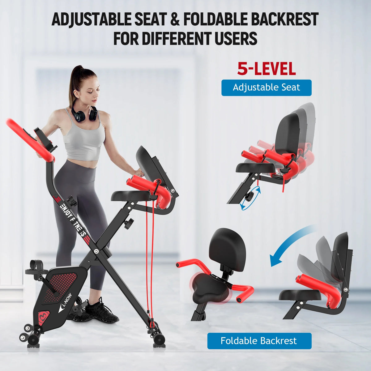 3in1 Foldable Exercise Bike Indoor Cycling Bike Magnetic Stationary Bike 300lb A4845