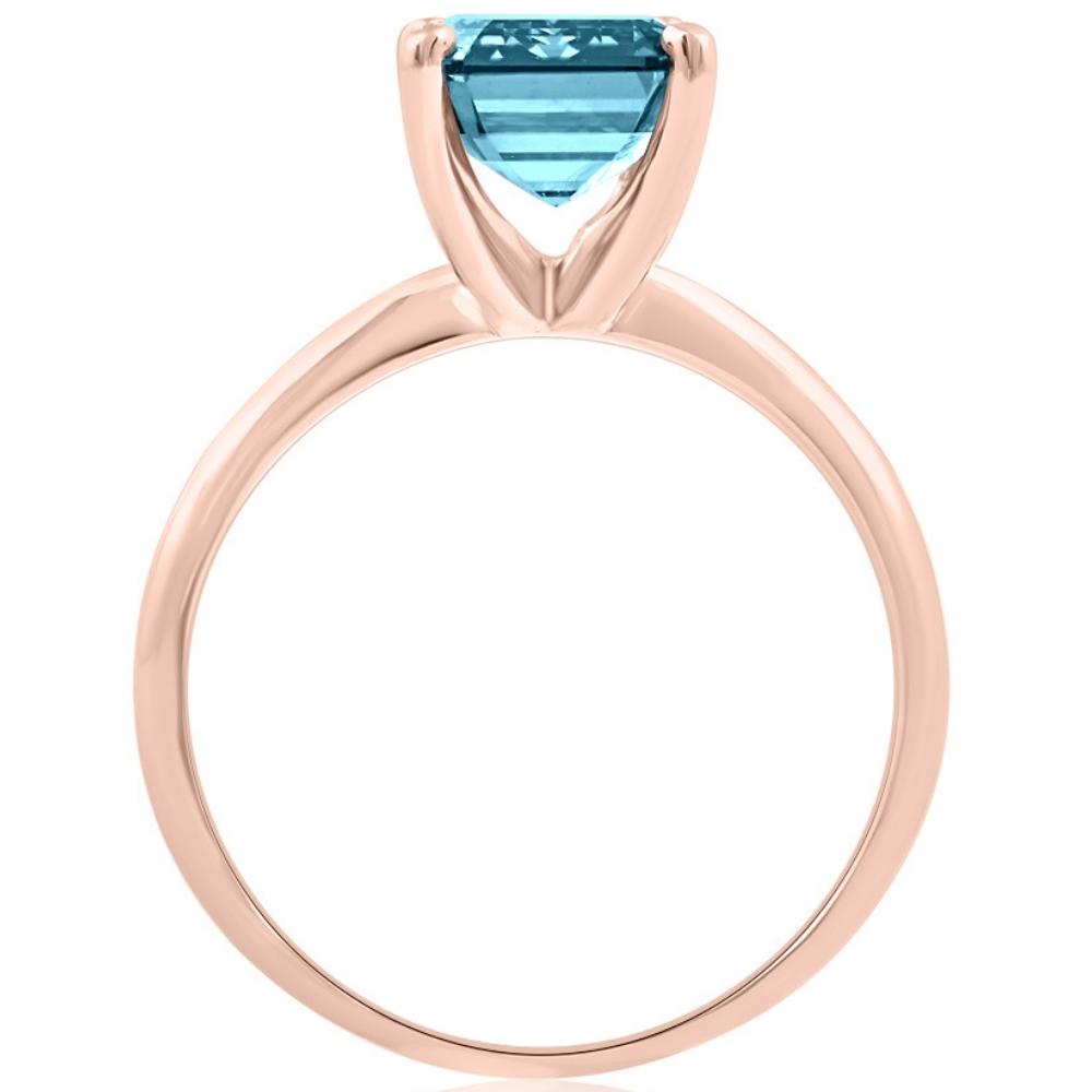 Blue Diamond Emerald Cut Solitaire Engagement Ring T141