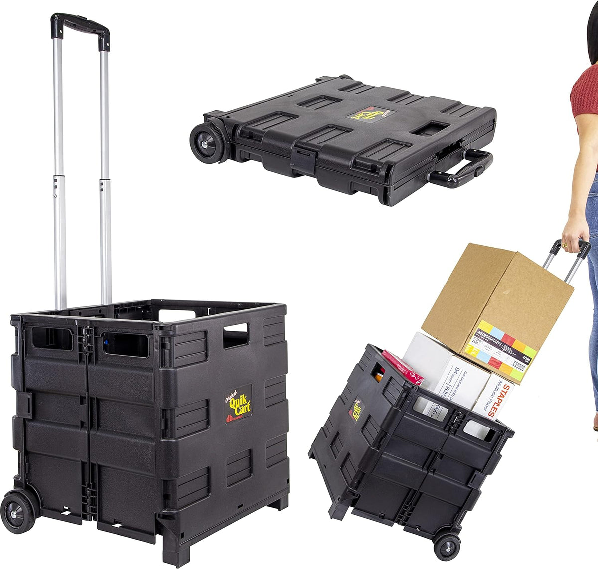 Black Heavy Duty Collapsible Utility Cart with Seat F100423