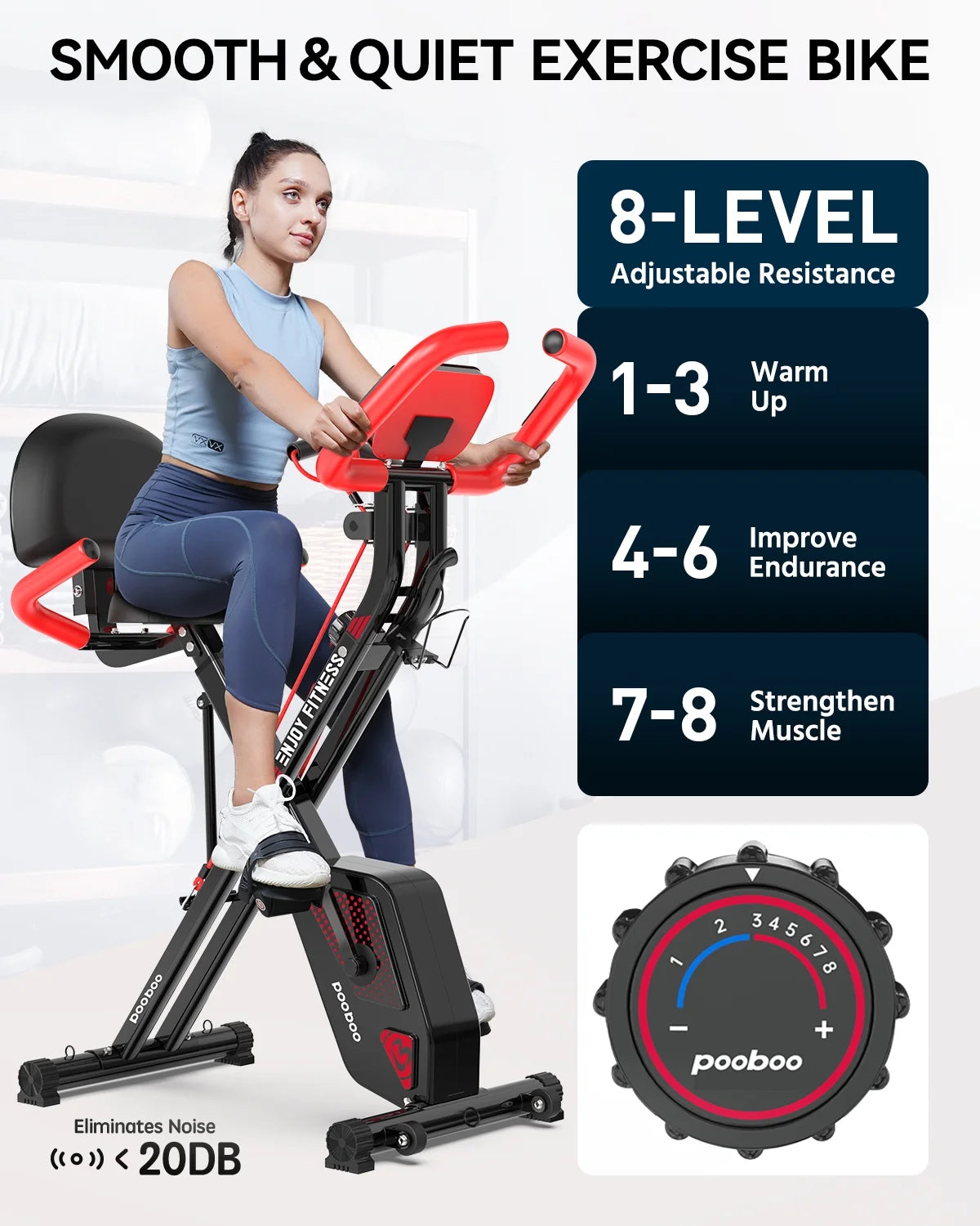 3in1 Foldable Exercise Bike Indoor Cycling Bike Magnetic Stationary Bike 300lb A4845