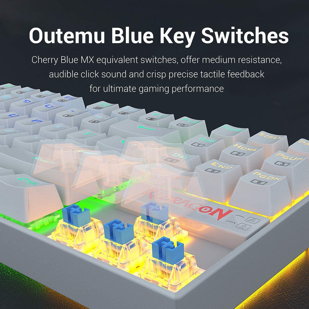White 87 Key RGB Mechanical Gaming Keyboard N2818