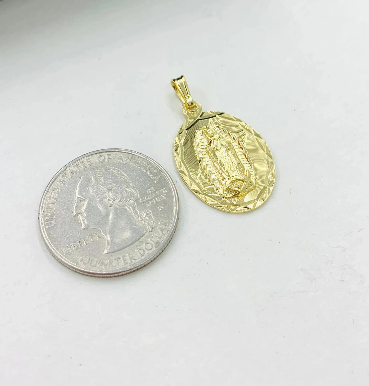 14K Gold Filled Virgen de Guadalupe Necklace Pendant 26x18mm 20" S867155