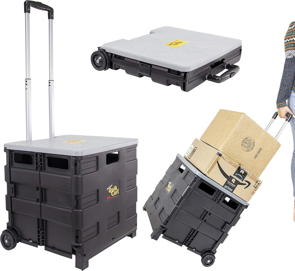 Black Heavy Duty Collapsible Utility Cart with Seat F100423