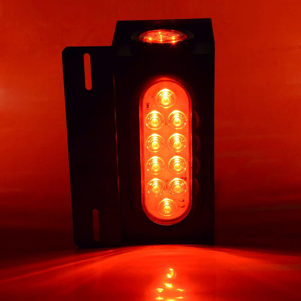 6Inch Oval Red Trailer Tail LED Lights and 2 Inch Round Red Side Marker Lights with Wire Connectors, Pack of 2 B929