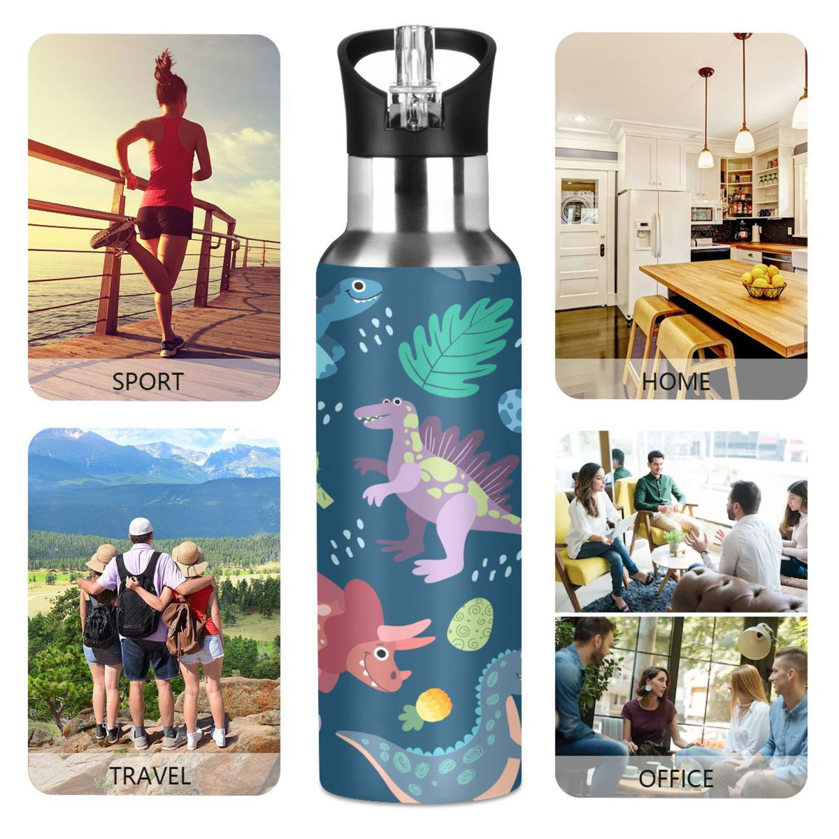Stainless Steel Water Bottle with Straw Lid Vacuum Insulated 20 OZ U8262