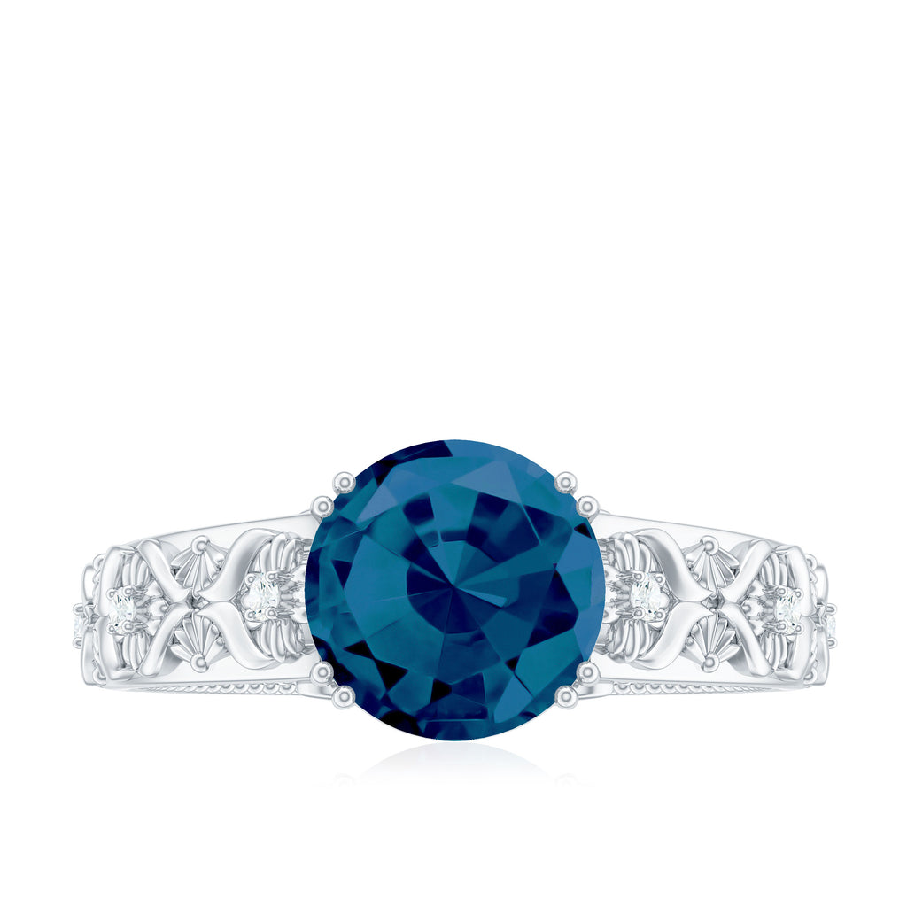 London Blue Topaz and Diamond Engagement Ring, 10K White Gold Z700075