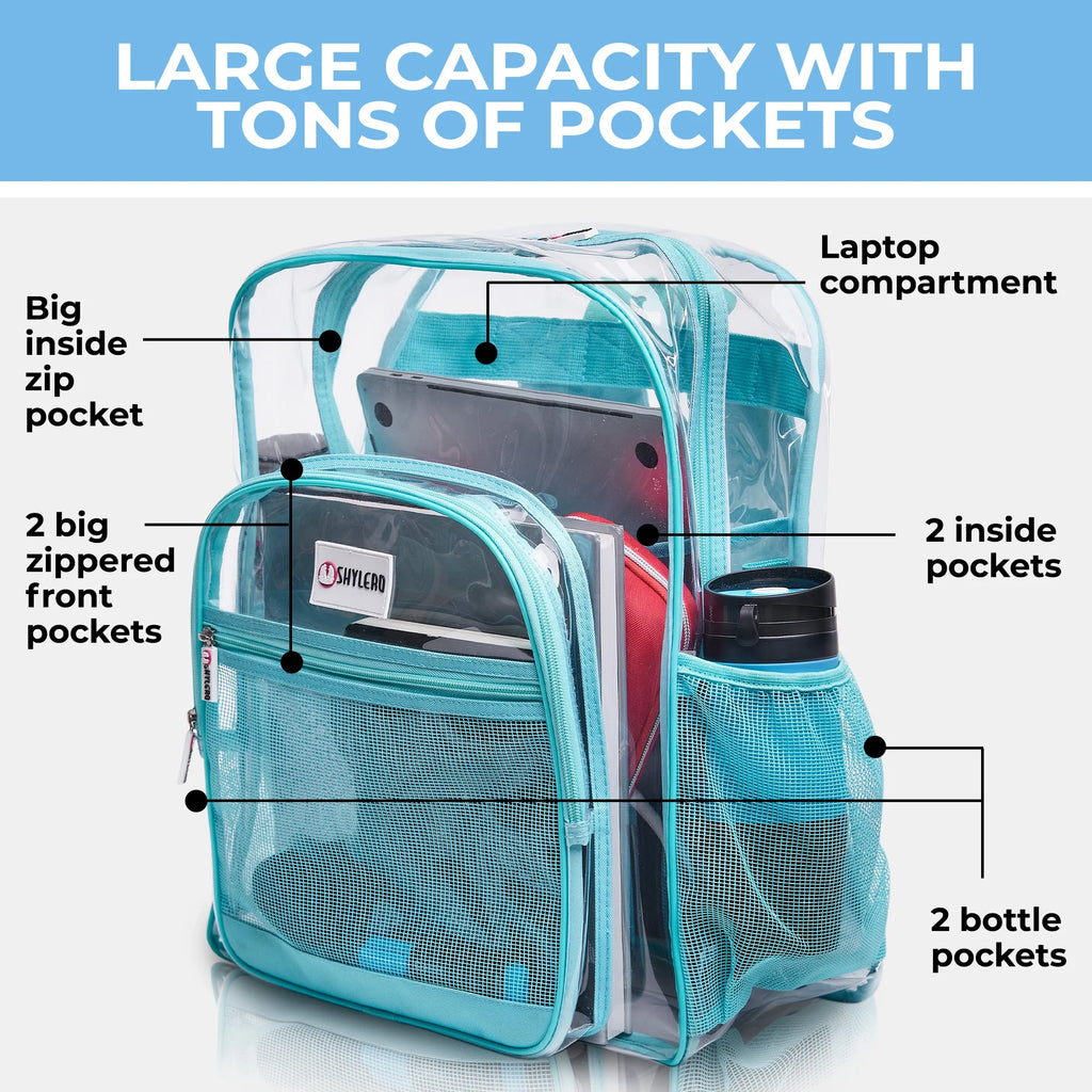 Transparent PVC Clear Backpack XL (32 L) with TSA Lock A623