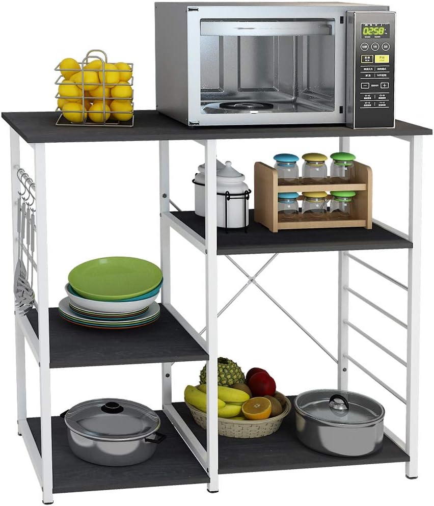 3-Tier Black Kitchen Baker's Rack Microwave Oven Stand Storage Cart Workstation Shelf U605